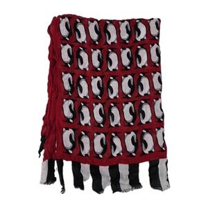 Vera Bradley Soft Fringe Scarf Playful Penguins‎ Red Winter Holiday Gift
